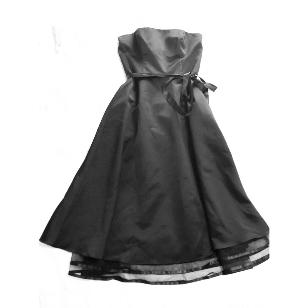 Black Strapless Satin Dress